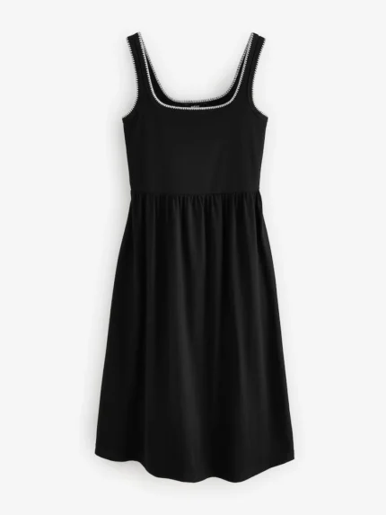 Black Jersey Midi Summer Dress