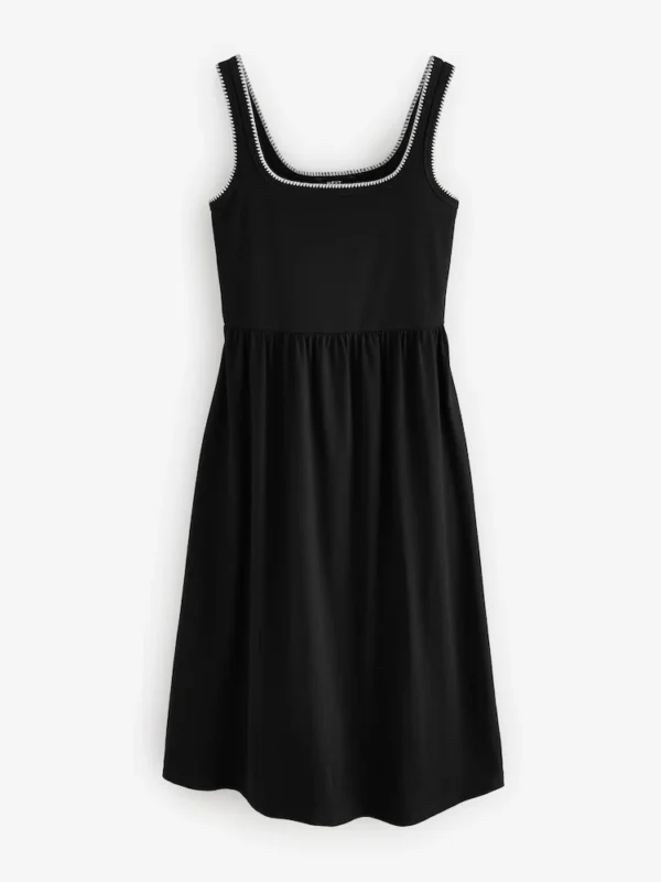 Black Jersey Midi Summer Dress