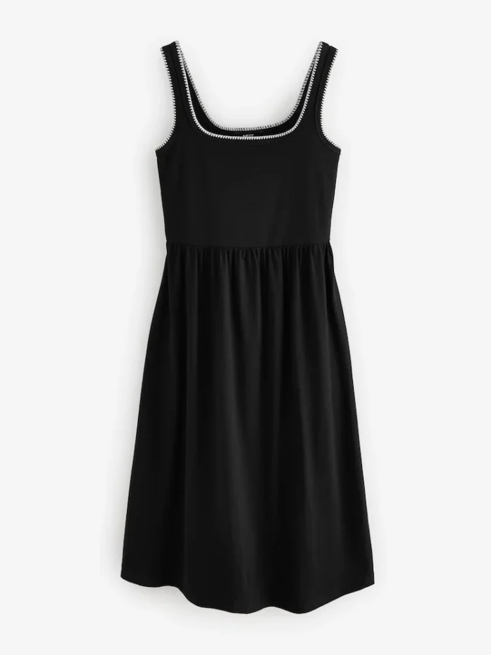 Black Jersey Midi Summer Dress