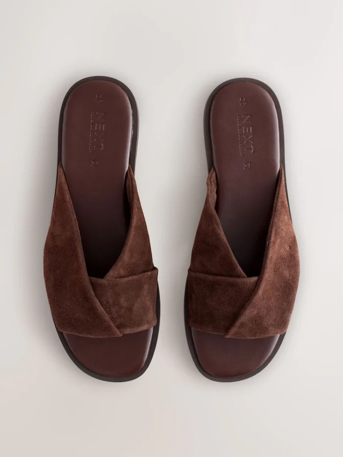 Chocolate Brown Suede Forever Comfort® Twisted Mule Sandals