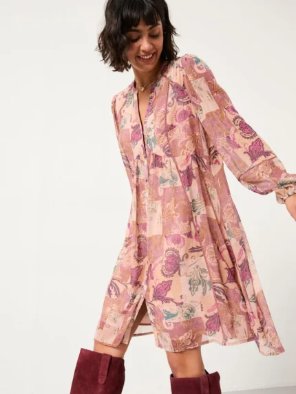 FatFace Steph Rose Pink Patched Chintz Dress