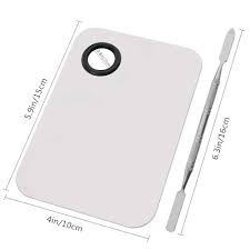 Professional Stainless Steel Makeup Palette Cosmetic Palette with Spatula Tool For Nail Art Eye Shadow Eyelash Makeup Professional Pigment Blending（6 x 4 Inch Sliver）