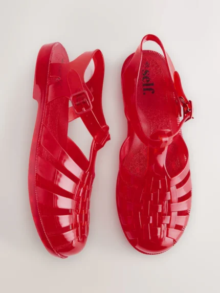 Red Self Jelly Fisherman Sandals