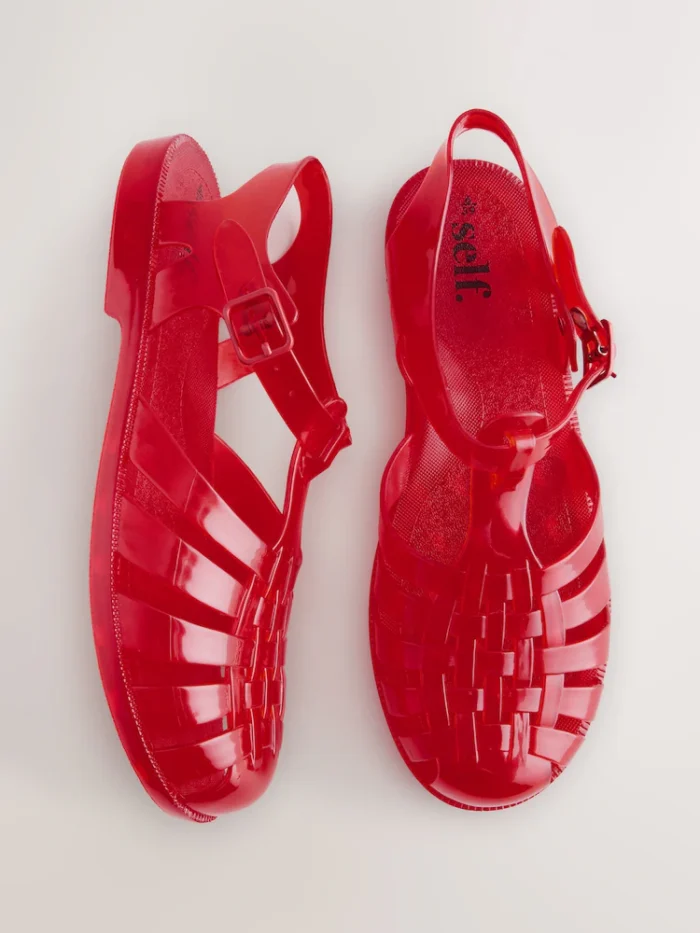 Red Self Jelly Fisherman Sandals