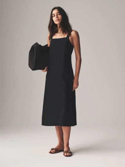 The Set Black/Ecru Stripe 2 Pack Strappy A-Line Dress with Linen