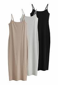 The Set BlackGrey MarlTaupe Brown 3 Pack Strappy Ribbed Dress