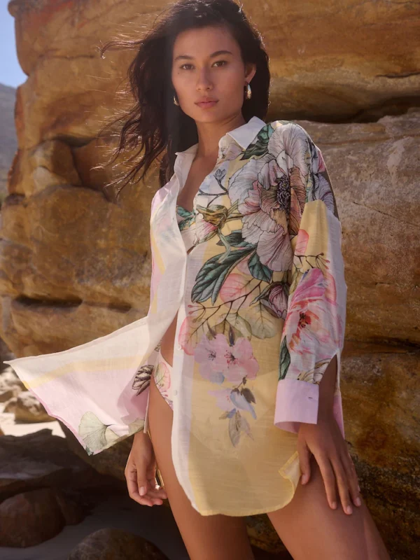 Yellow Beach Shirt Cover-Up