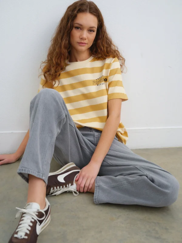 Yellow/Ecru Portofino Graphic Stripe Heavyweight Short Sleeve Crew Neck T-Shirt