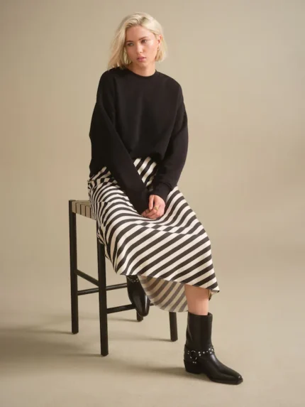 Black/White Stripe Column Skirt