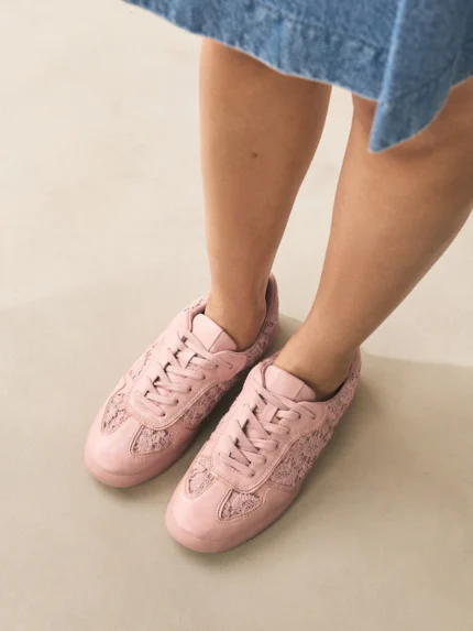 Blush Pink Broderie Forever Comfort® Lace-Up Trainers